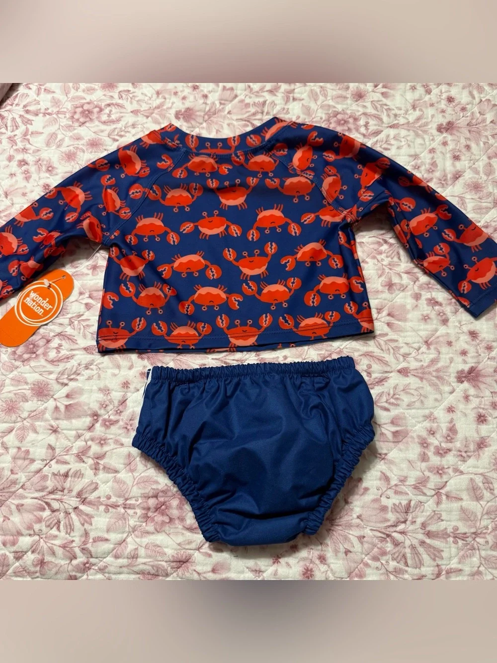 Wonder nation Crab Swim Outfit Infant Baby 6-9 months UPF 50 rash guard